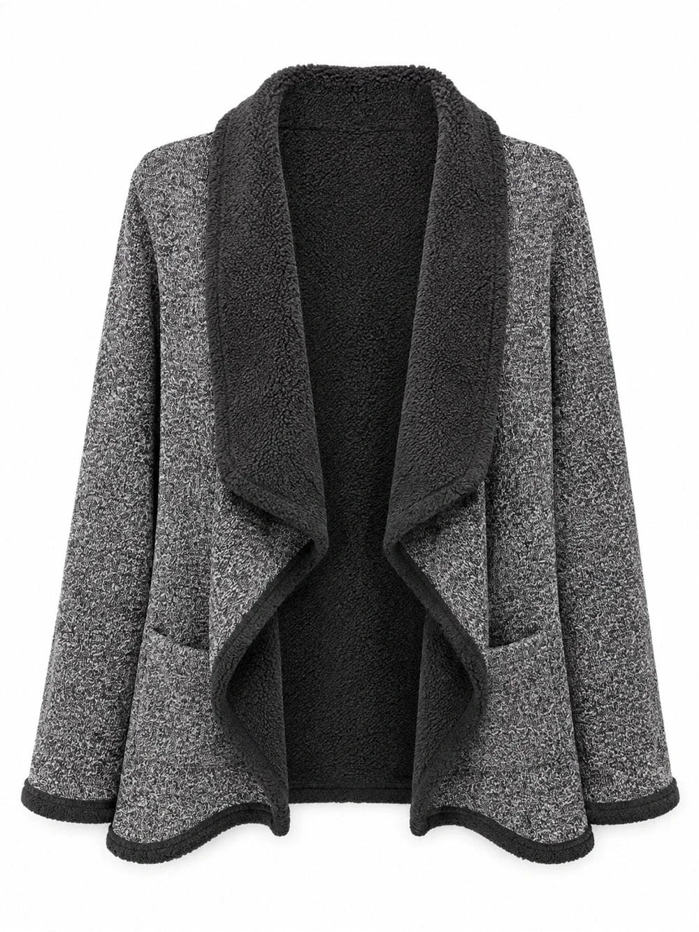 X9 Swiss Tech Size Large Plush Sherpa Lined Open Front Cardigan Pockets